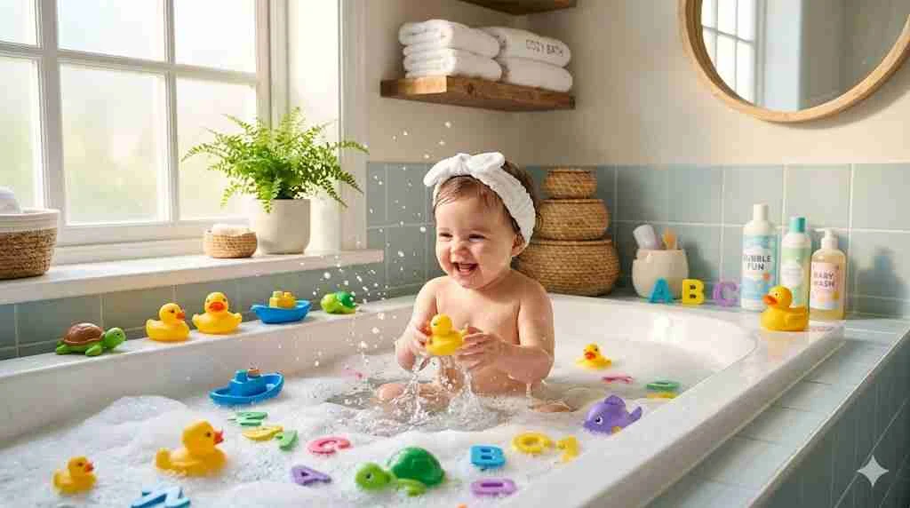 bath time captions for babies