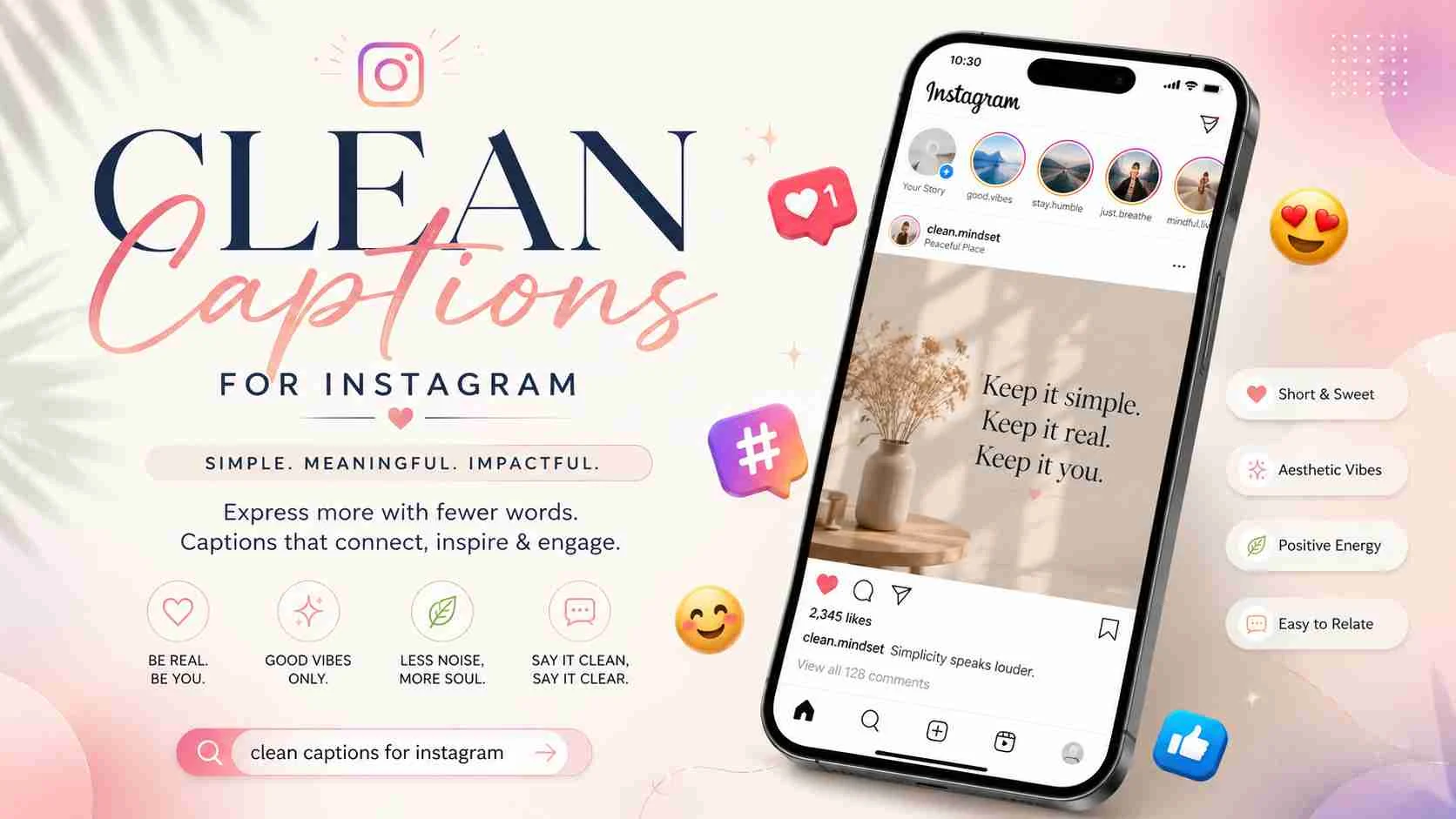 clean captions for instagram